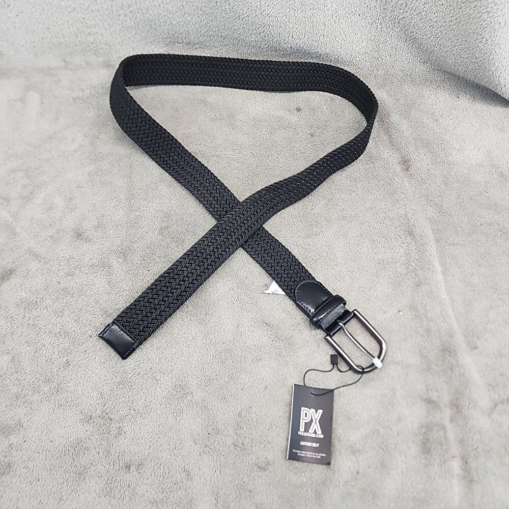 PX Belt Mens 42 Black Braided Stretch Textile *NWT*